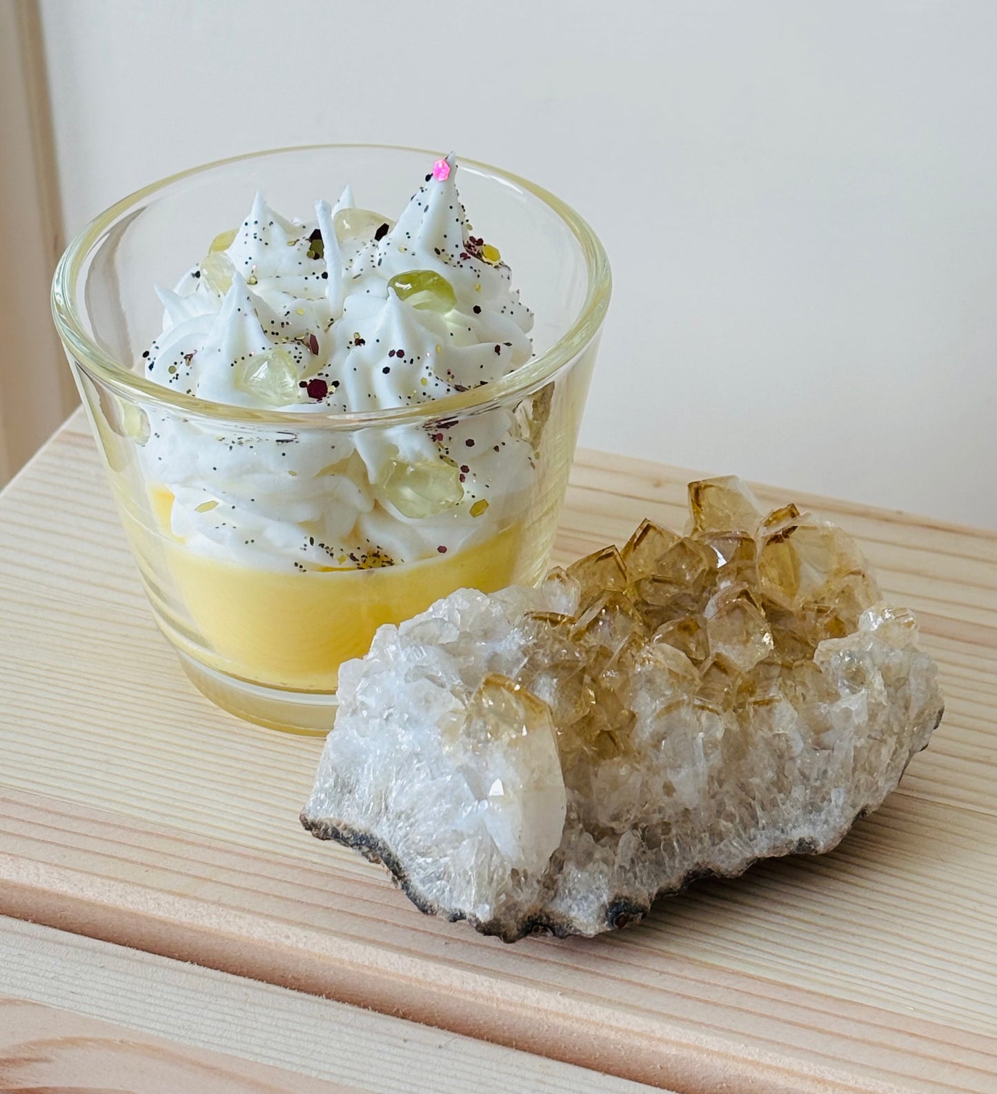 Lemon Cupcake verjaardagskaars & Ruwe Citrien steen