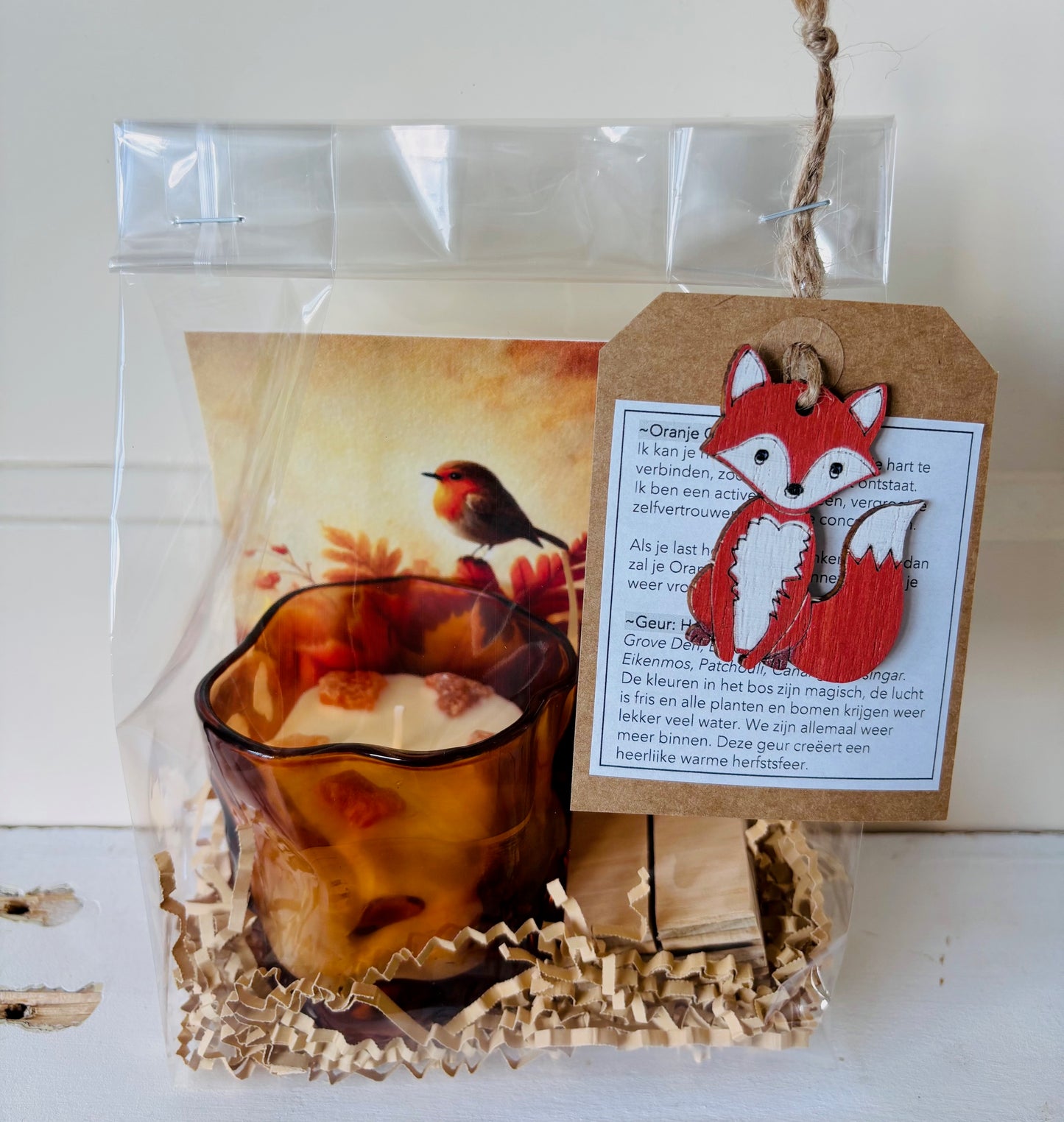 Herfstkaars glas oranje