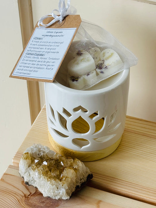 Lemon Cupcake Verjaardagswaxmelts, Ruwe Citrien & Lotusbrander