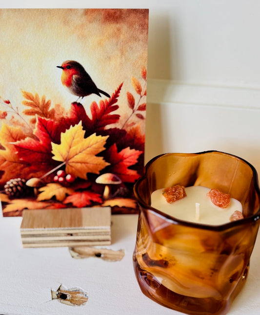 Herfstkaars glas oranje