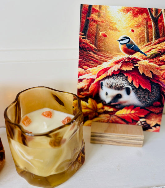 Herfstkaars glas champagnekleur