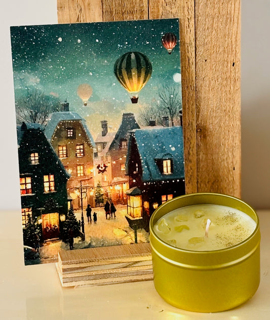 Kerstkaars & kaart Luchtballon